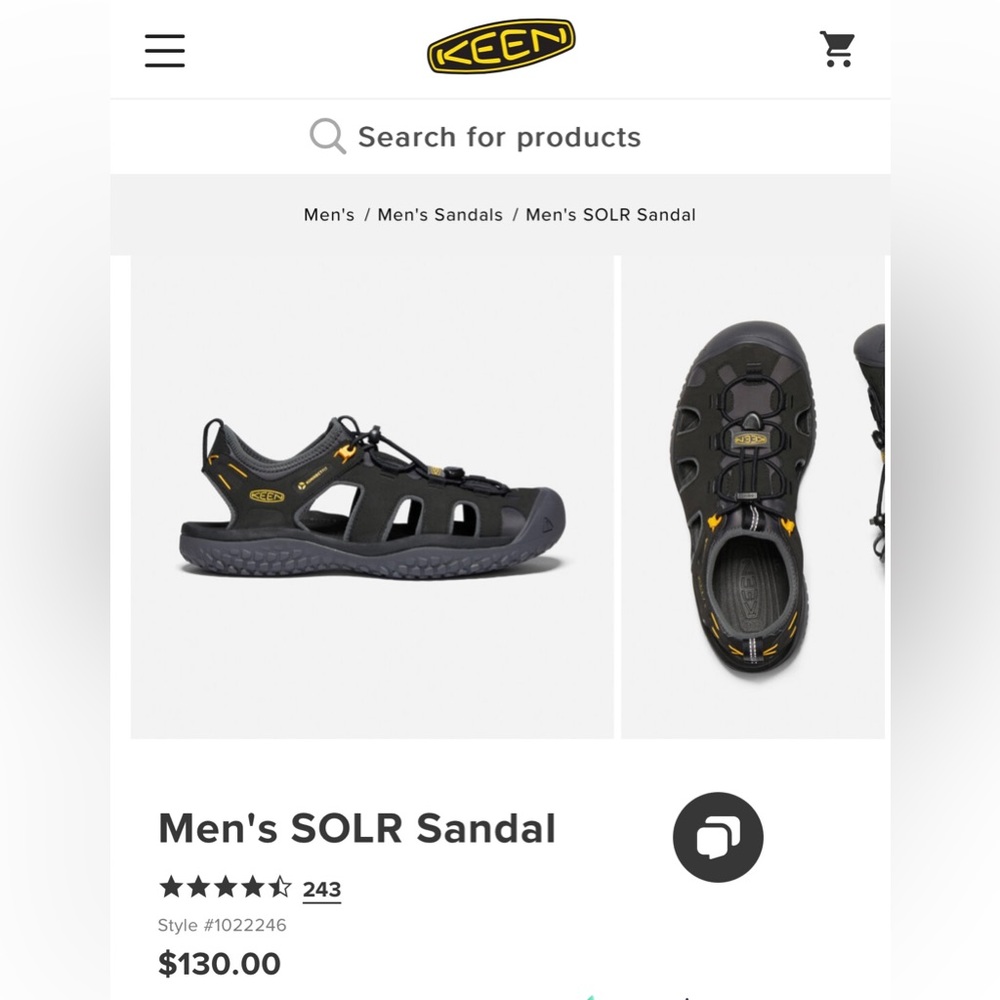 KEEN Mens SOLR High Performance Sport Closed-Toe Water Sandal Black/Gold 8.5